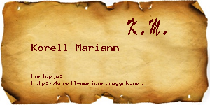 Korell Mariann névjegykártya